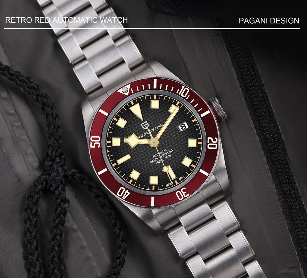 PAGANI DESIGN 2025 BB58 Men's Watch – Retro Automatic NH35A Mechanical, Luxury 100M Waterproof Wristwatch