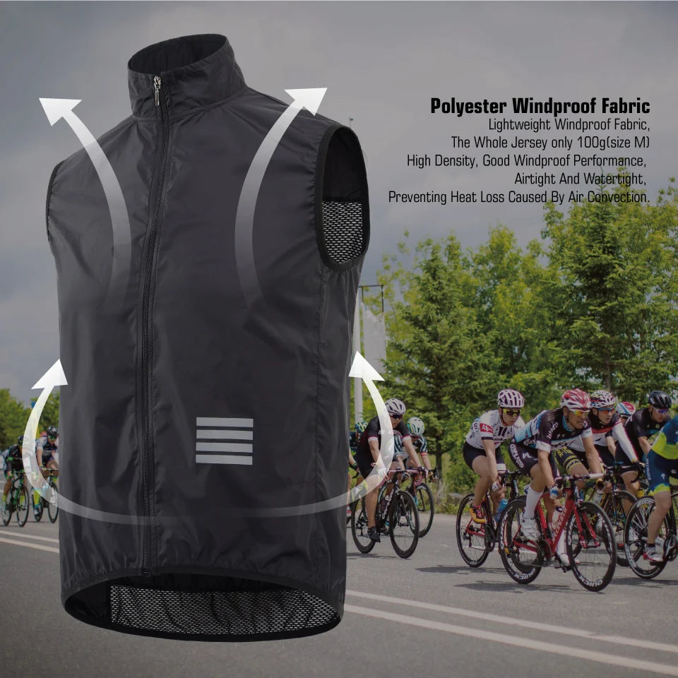 KEMALOCE 2023 Cycling Vest - Navy Blue Windproof Sleeveless Bicycle Gilet, Lightweight MTB Sports Wind Vest for Men