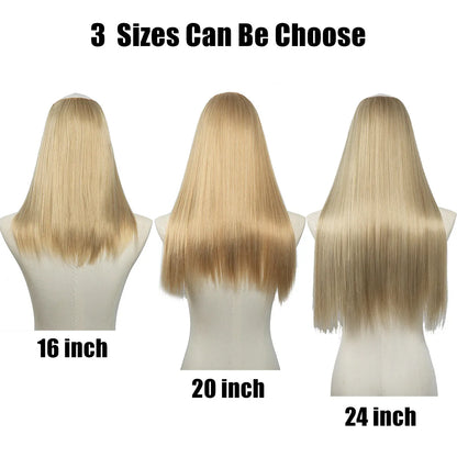 Synthetic U-Part Clip-in Hair Extensions – Long, Straight, Thick Blonde Hairpieces (16, 20, 24 Inch)