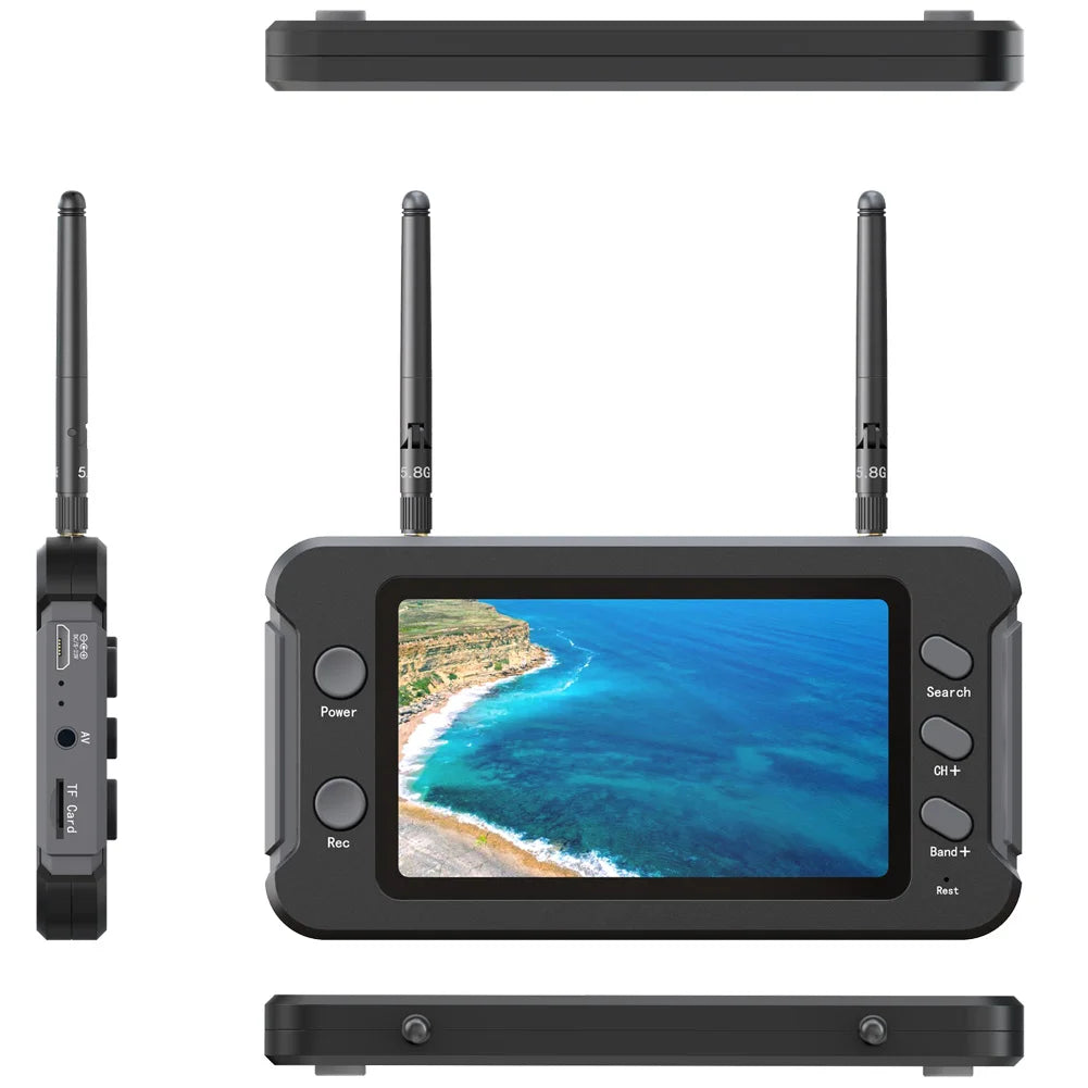 5.8G FPV Monitor with DVR – 40CH 4.3 Inch LCD Display, Auto Search, NTSC/PAL Video Recording for RC Multicopters