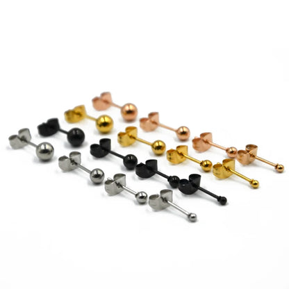 316L Surgical Steel Black Bead Stud Earrings - Cute Tragus & Upper Ear Piercing Jewelry for Women