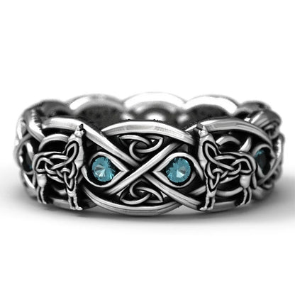 Huitan Viking Giant Wolf Ring – Nordic Mythology Totem, Unisex Punk Hip Hop Fashion Jewelry Gift