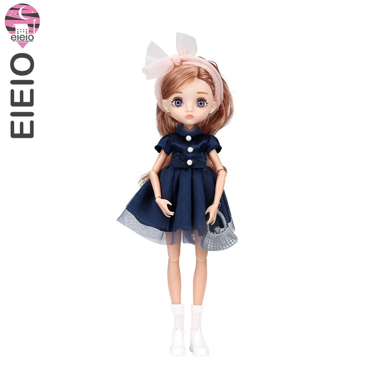 Slim 26cm BJD Doll for Girls – 13 Movable Joints with Princess Outfit, Blue Eyes & Eyelash Accessories