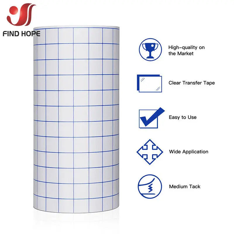 12"x16FT Clear Transfer Paper Tape – Mid Tack Adhesive for Vinyl Signs, Craft Stickers & DIY Decals (4 Colors)
