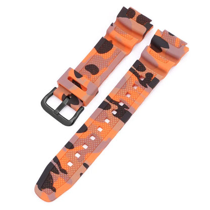 18mm Camouflage Silicone Watch Strap for Casio G-Shock AQ-S810W AE-1000W AE-1200/1300 SGW-300 W-215 F-108 - Sport Replacement Band