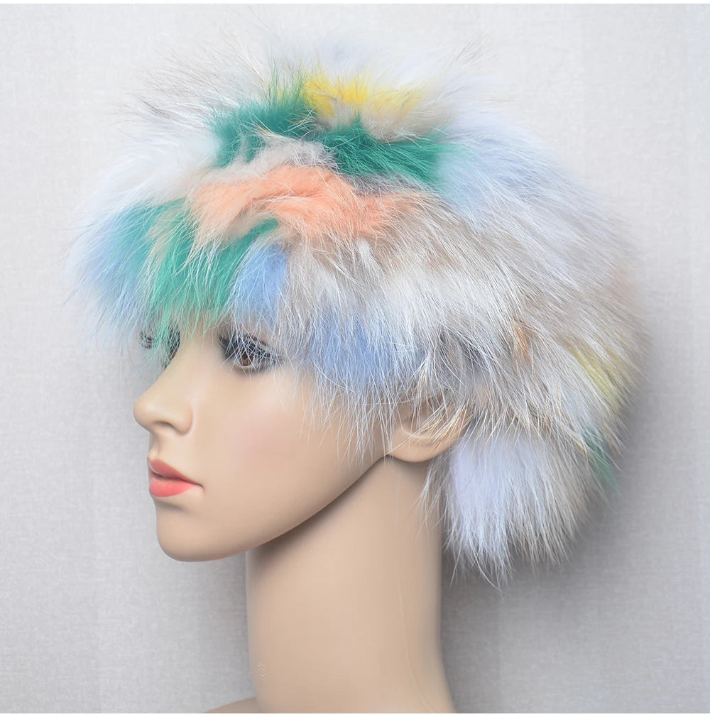 2025 Real Fox Fur Scarf and Headband – Luxury Winter Neck Warmer for Women, 100% Natural Fur, Elastic Ring Muffler
