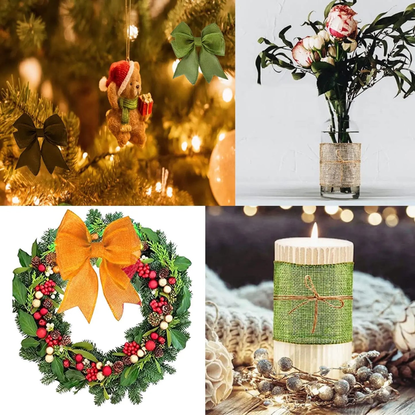 3M/Roll Burlap Wired Ribbon Rolls - 60mm Width Wrapping Burlap Ribbon for DIY Christmas Crafts, Decorations, and Weddings