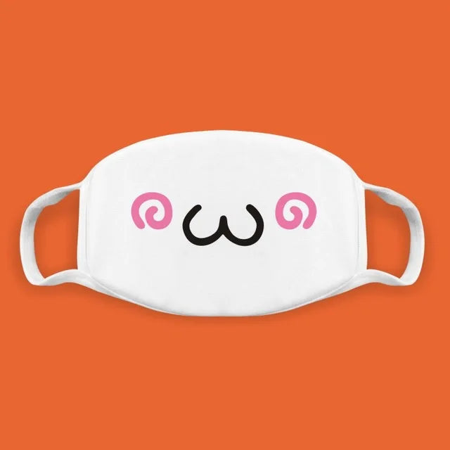 Kawaii Anime Expression Cotton Face Mask – Breathable Smile Mouth Muffle for Unisex Korean Style