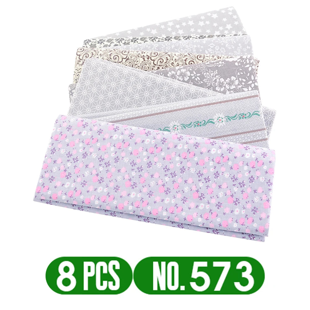 Teramila 7/8 Pcs Patchwork Quilt Fabrics Set - 30x30cm/25x25cm Cotton Sewing Cloth for Needlework and Handmade Projects