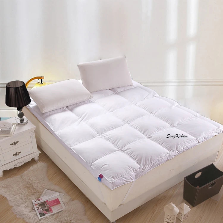 SongKAum 100% White Goose Down Mattress – Thickened, Warm Tatami Pad for Luxury Five-Star Comfort, King & Queen Size