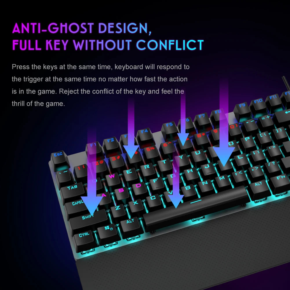 AULA F2088 Mechanical Gaming Keyboard – 104 Keys, Anti-Ghosting, Brown/Blue Switch, Wired RGB Backlit for PC & Laptop