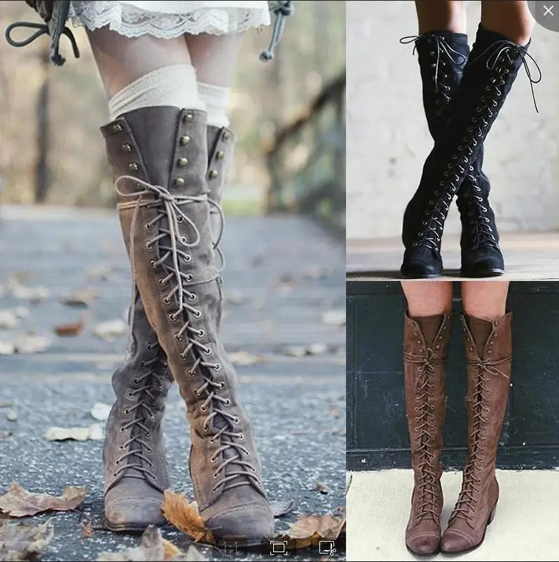 Medieval Knight Boots for Women – Viking Cosplay LARP Shoes, PU Leather Warrior Boots for Carnival, Party & Steampunk Costumes