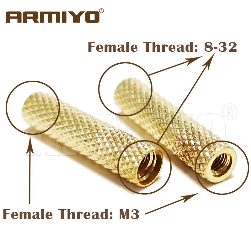 Armiyo Solid Brass Female Thread Gun Brush Rod Conversion Adapter – 8-32, M3, 5-40 Tactical Hunting Accessories