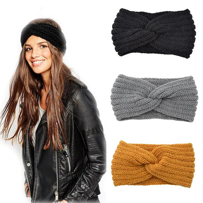 Women's Solid Color Knitted Headband – Elastic Twisted Turban Headwrap, Winter Hair Band for Girls, Fashion Hair Accessories