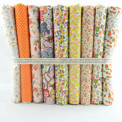 African Ankara Cotton Fabric - 9-Piece 50x50CM Floral Patchwork Sewing Tilda Cloth Fabric Set