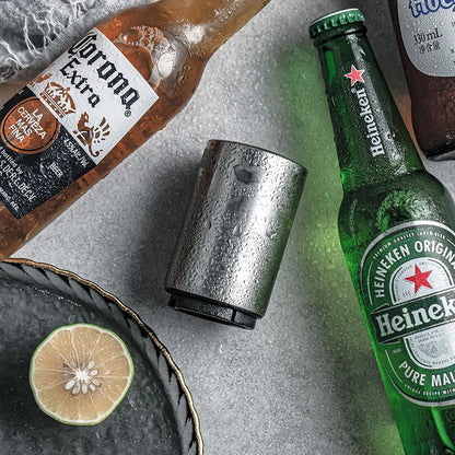 Effortless Automatic Beer Bottle Opener - Magnetic Stainless Steel Push-Down Cap Opener for Beer, Wine, and Soda Bottles - Essential Kitchen Accessory