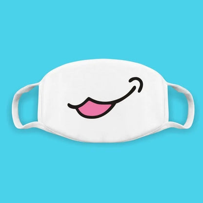 Kawaii Anime Expression Cotton Face Mask – Breathable Smile Mouth Muffle for Unisex Korean Style