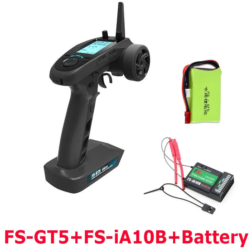 Flysky FS-GT5 2.4G 6CH Transmitter – FS-BS6 Receiver with Built-in Gyro & Fail-Safe for RC Car & Boat