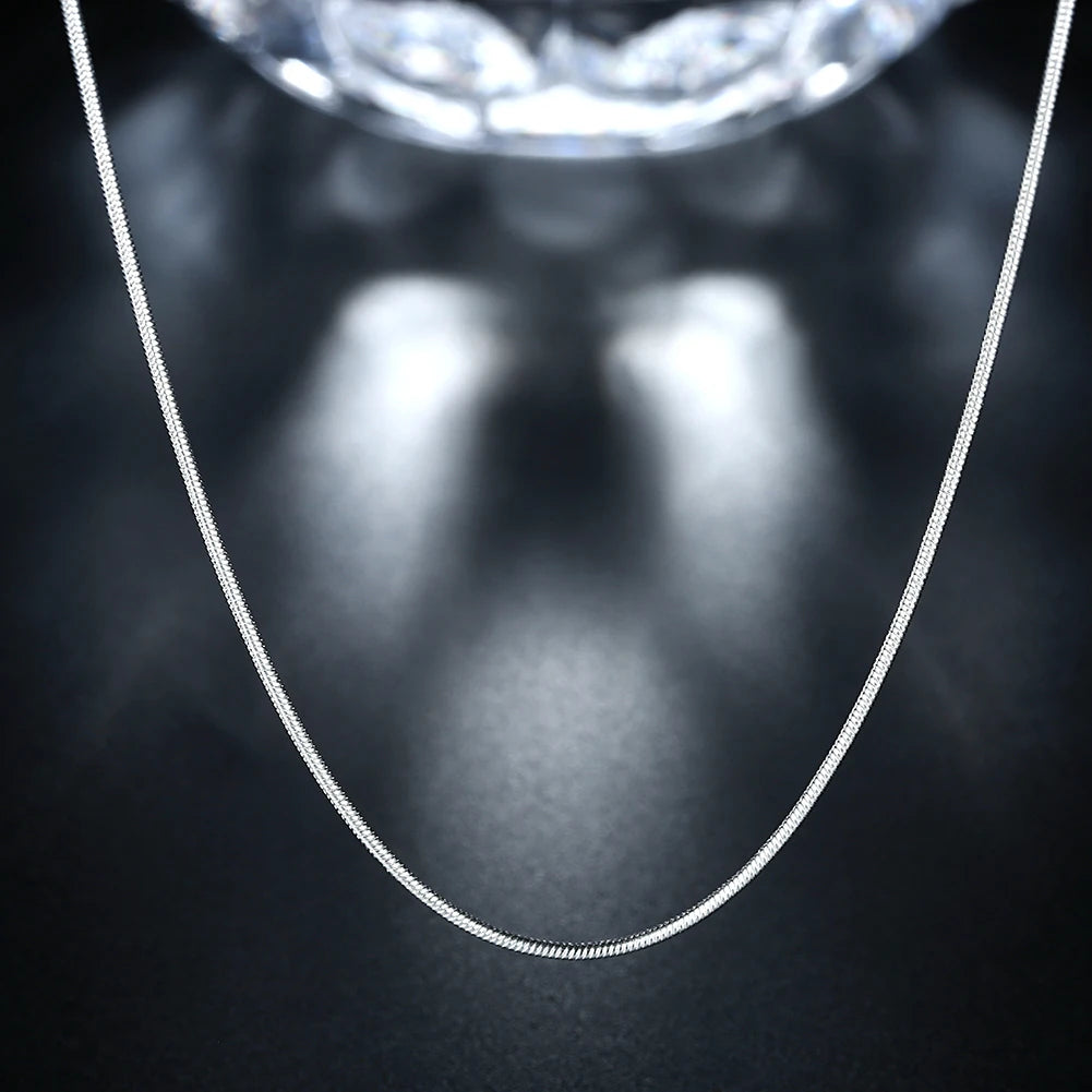 10PCS 925 Sterling Silver Snake Chain Necklaces — 1mm, 16–30 Inch for Women & Men, Fashion Jewelry