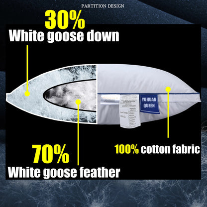 100% Goose Down Pillow – Luxury Five-Star Hotel Quality, Soft & Supportive Sleep Pillow, Single Size