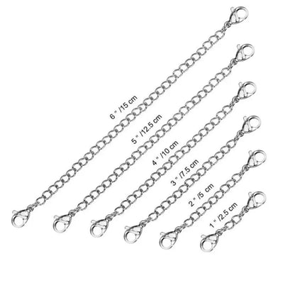 10pcs Stainless Steel Jewelry Extender Chains - Adjustable Necklace & Bracelet Extension Links with Lobster Clasps for DIY Crafting