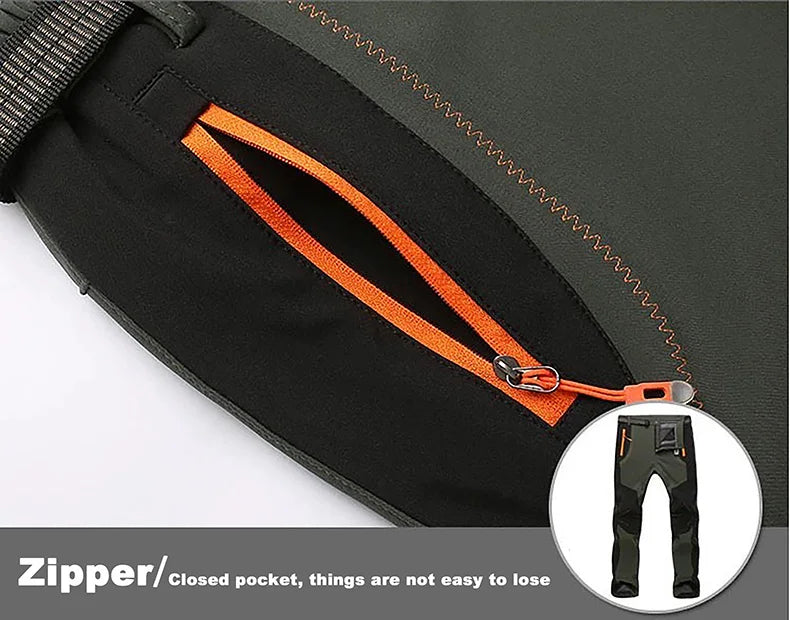 LNGXO Men’s Fleece Hiking Pants – Thick Warm Winter Waterproof & Windproof Soft Shell Ski, Trekking, and Camping Trousers