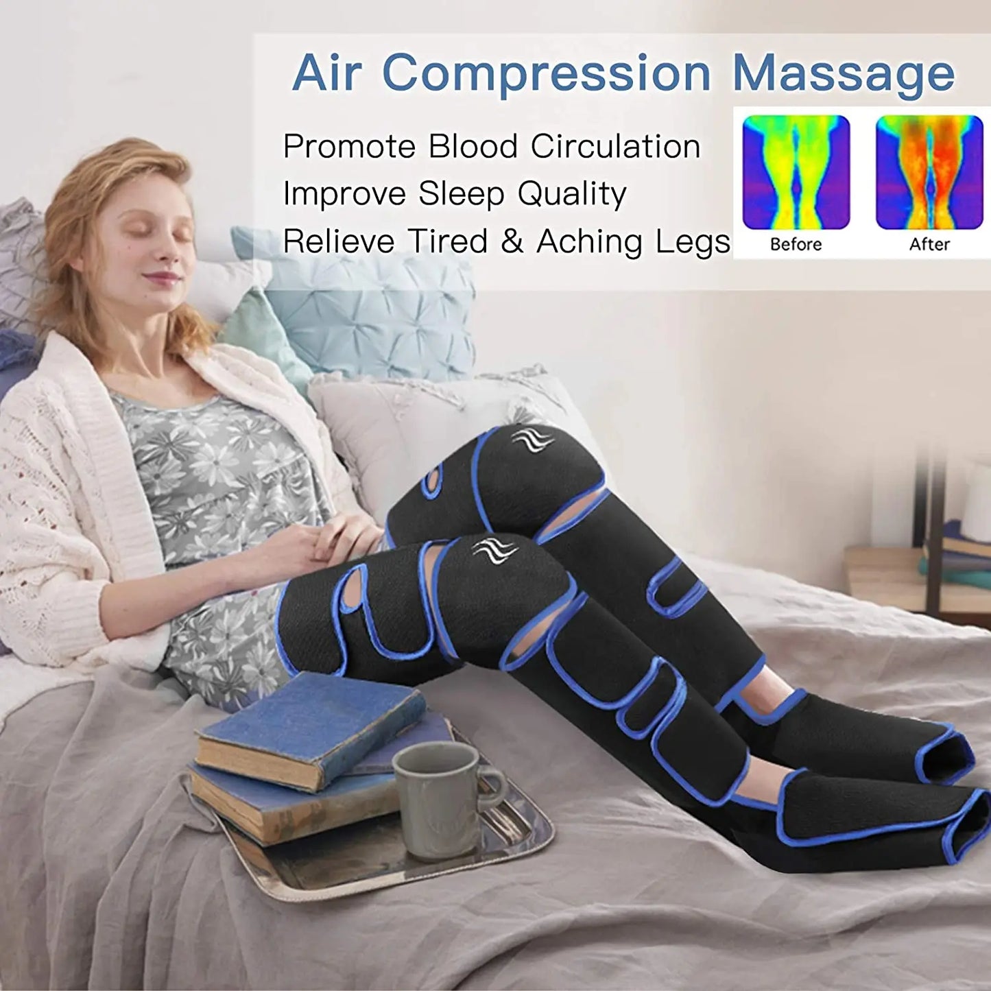 Foot Air Pressure Leg Massager — 360° Circulation & Muscle Relaxation Device for Lymphatic Drainage
