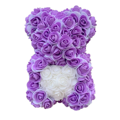 2024 40cm Rose Bear – Heart-Shaped Artificial Flower Teddy Bear for Valentine’s, Wedding, Birthday & Christmas Gifts