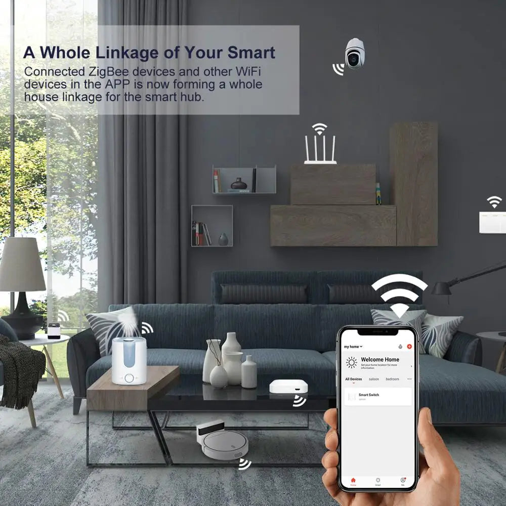 Tuya ZigBee 3.0 Smart Hub - Wireless/Wired Gateway Bridge for App & Voice Control, Alexa & Google Home Compatible