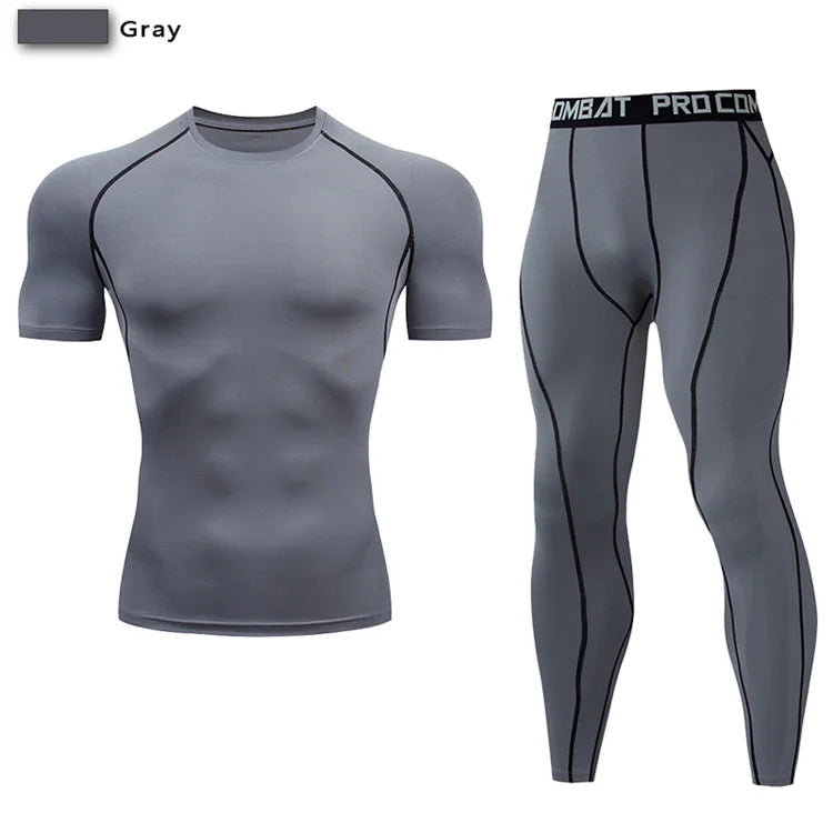 2-Piece Men’s Compression Sportswear Set — Gym, Yoga, Workout & Jogging Tracksuit