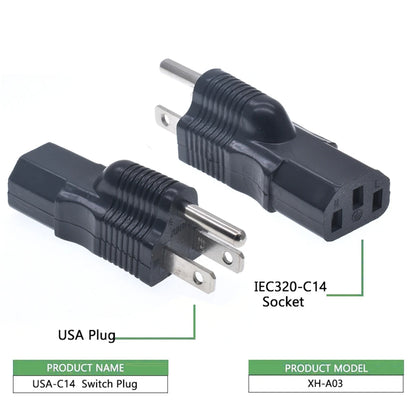 NEMA 5-15P to IEC C13 Power Adapter - US 3-Prong Male to IEC Female Converter for PDU and UPS, Black