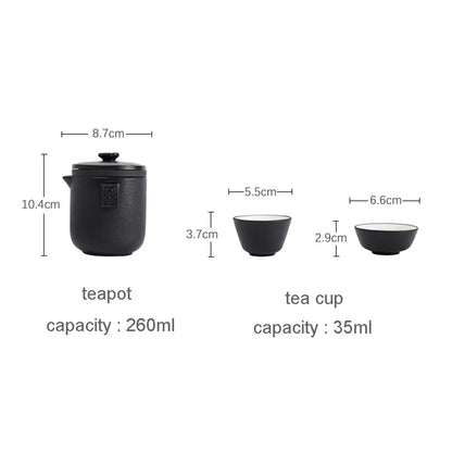 HMLOVE Ceramic Teapot Set – 1 Pot & 4 Cups Chinese Kung Fu Gaiwan with Strainers, 260ML Portable Travel Teaware Gift for Business