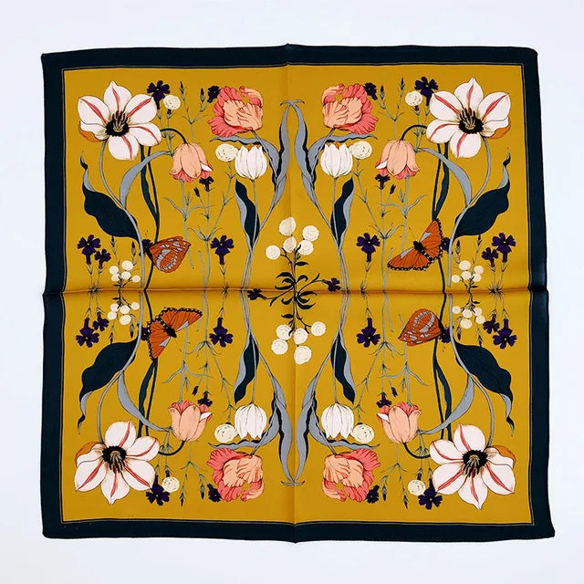 New 2024 Pashmina Scarf – 100% Mulberry Silk Small Shawl, Summer Beach Poncho, Women’s Hijab, Bandana & Kerchief 53x53cm