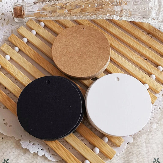 50PCS 5cm Round Kraft Paper Hang Tags – Blank Label Cards for Jewelry Packaging, DIY Wedding & Gift Decorations
