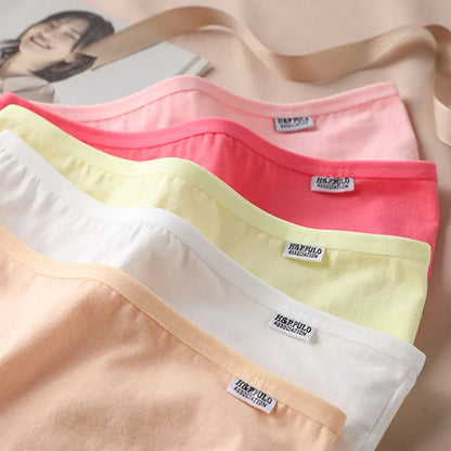 Women’s Cotton Underwear - Candy Color Mid-Waist Breathable Plus Size Briefs