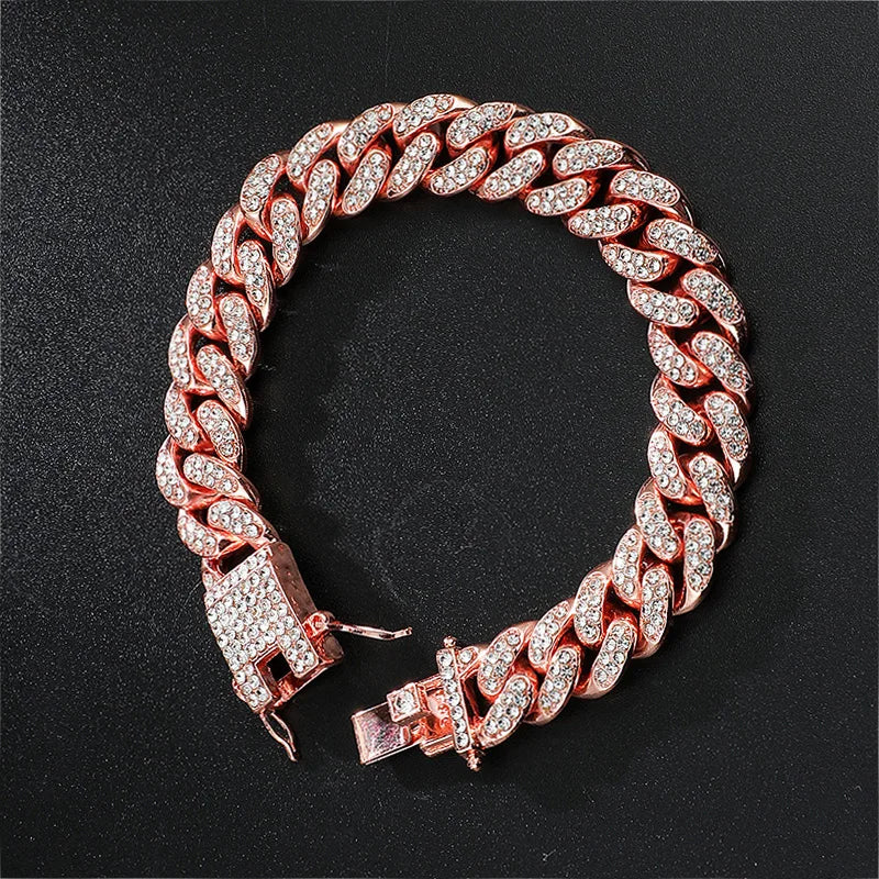 High-Quality 51g Hip Hop AAA Stone Bling Iced Out Men's Bracelet – Miami Cuban Link Chain, Pave Design Jewelry