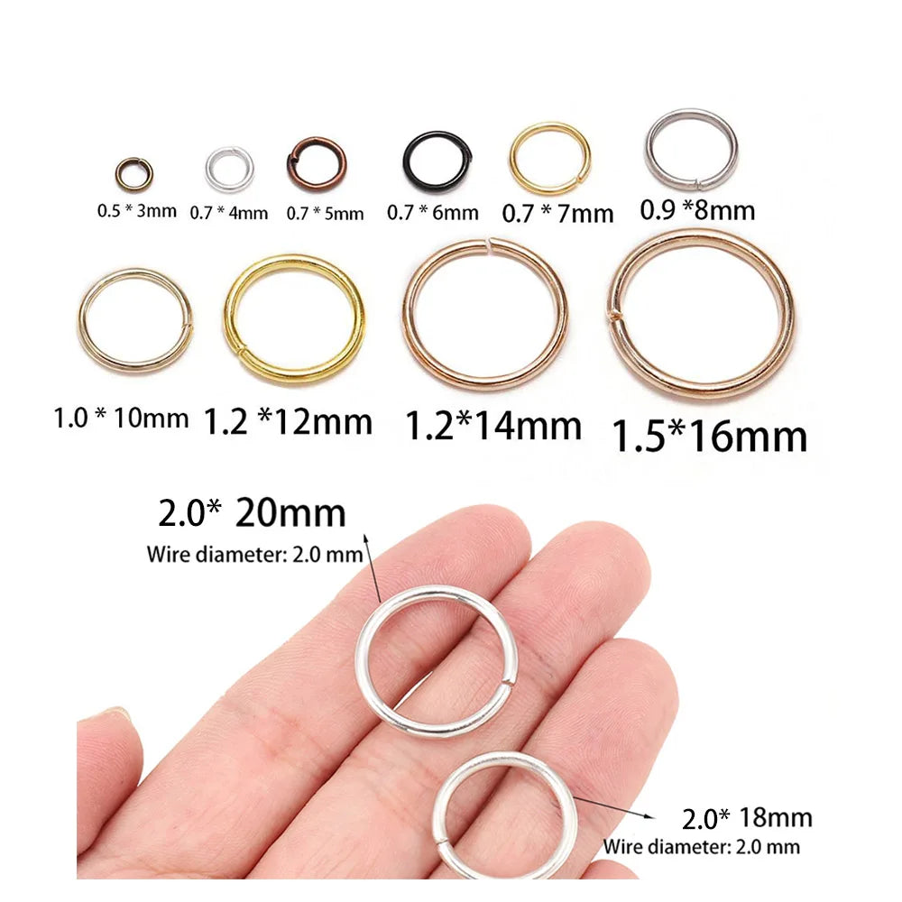 DIY Jewelry Jump Rings - 50-200pcs Split Ring Connectors 3-20mm for Handmade Accessories and Craft Making Supplies
