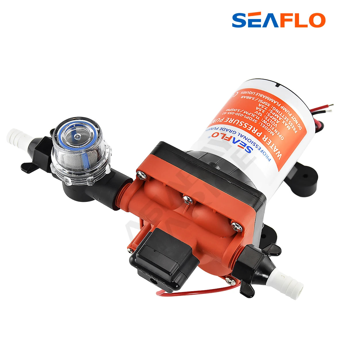 SEAFLO 42 Series Diaphragm Water Pump – 3.0GPM, 55PSI, 12V Electric Pump for Yacht, Boat, Marine, RV, Caravan, High Pressure, 4 Chamber