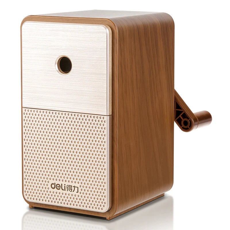 DELI Adjustable Pencil Sharpener — Hand Crank Table Sharpener with Long-Lasting Blade