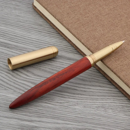Luxury Copper & Ebony Wood Rollerball Pen – Brass Red Gold Ballpoint Writing Pen for Office & School