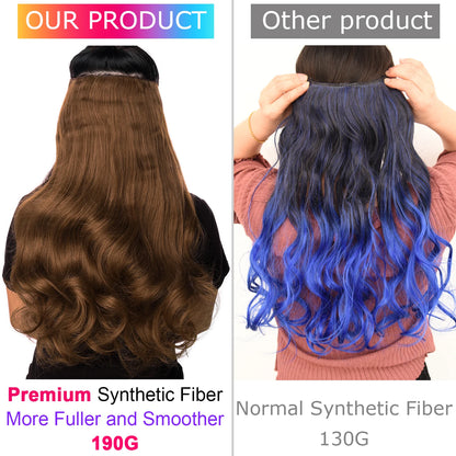 DinDong 32" Clip-In Hair Extensions — 210G Synthetic Wavy, Heat Resistant, 613# Blonde & 19 Colors