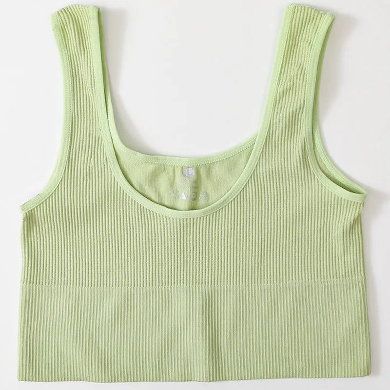 Women’s Seamless Ribbed Tank Top - High-Elastic Sleeveless Crop Camisole, O-Neck Everyday Sportswear M-XL