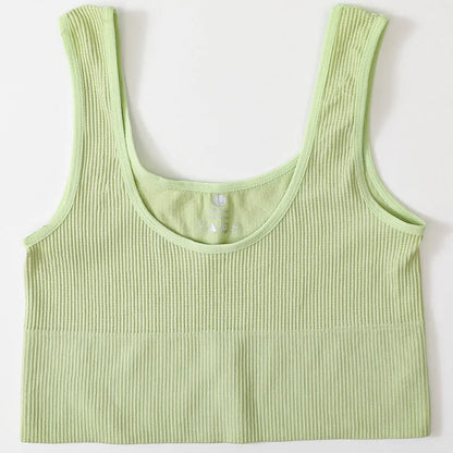 Women’s Seamless Ribbed Tank Top - High-Elastic Sleeveless Crop Camisole, O-Neck Everyday Sportswear M-XL