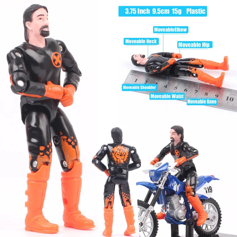 1/18 Scale 3.75" Motorcycle Racer Action Figure – Villopoto #5, Dungey #199, Pastrana Bike Model Collectible Toy