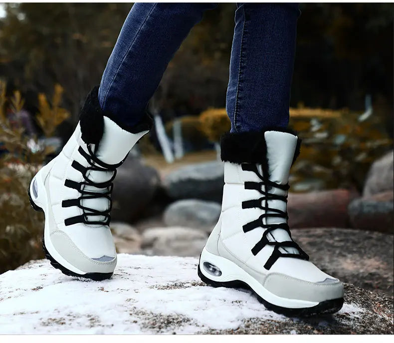 Women’s Waterproof Winter Snow Boots – Warm Plush Fur, Non-Slip Outdoor Platform Ankle Boots