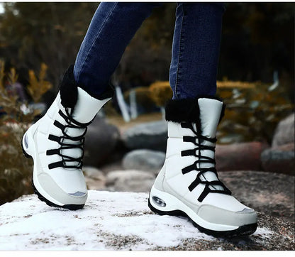 Women’s Waterproof Winter Snow Boots – Warm Plush Fur, Non-Slip Outdoor Platform Ankle Boots