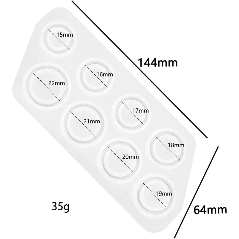 8-Piece Silicone Ring Mold Set - Assorted US Sizes 5-12 for Resin Jewelry Casting & DIY Crafts