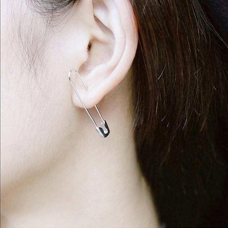 Colorful 18G Surgical Steel Safety Pin Earrings – Punk Hip Hop Cartilage & Eyebrow Piercing Stud Ear Cuff Jewelry Accessories