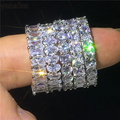 925 Sterling Silver Eternity Band Ring - CZ Diamond Promise Engagement Wedding Jewelry for Women & Men