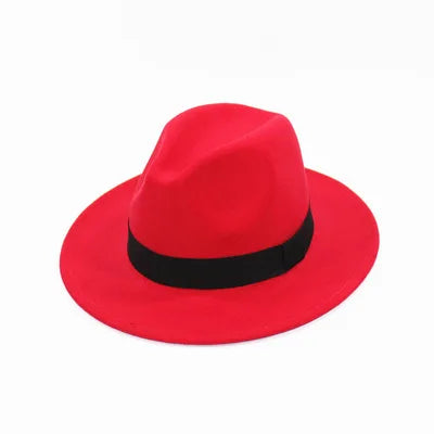 Unisex Black Fedora Hat – Wide Brim Jazz Panama Top Hat for Autumn and Winter – Classic Gentleman Style